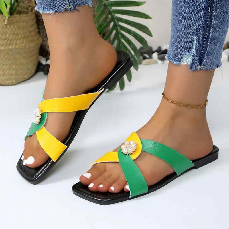 サンダル レディース 大きいサイズ 切り替え ビーチ サンダル 春夏 キャンディカラー キラキラ 外履き スリッパ カジュアル 普段使い2