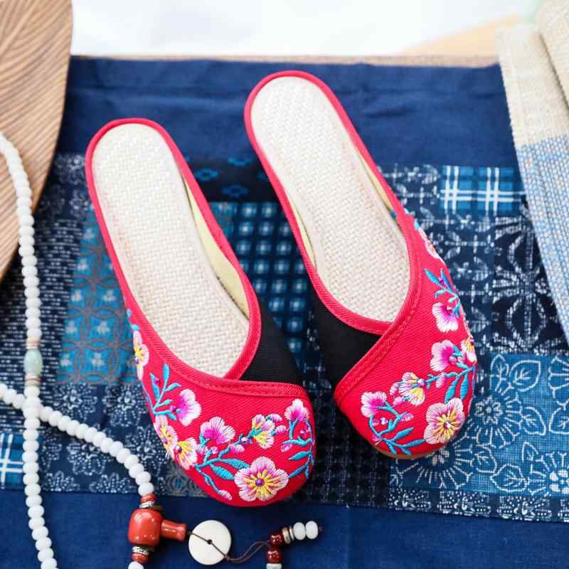 サンダル レディース 夏 ミュール 民族風 ビジュー 刺繡 ラウンドトゥ 歩きやすい 普段使い 外履き