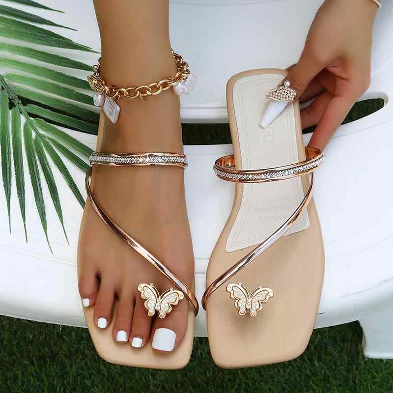 サンダル レディース 蝶 ぺたんこ フラット サンダル 普段使い 外履き スリッパ 女性 婦人