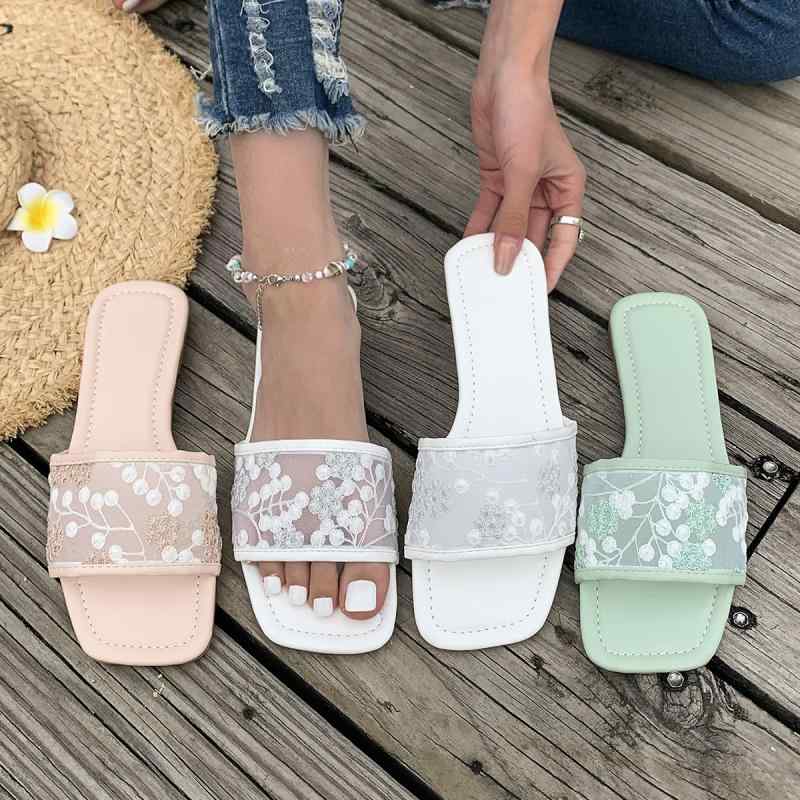 サンダル レディース 大きいサイズ フラット ローヒール スクエアトゥ メッシュ 普段使い リゾート カジュアル2