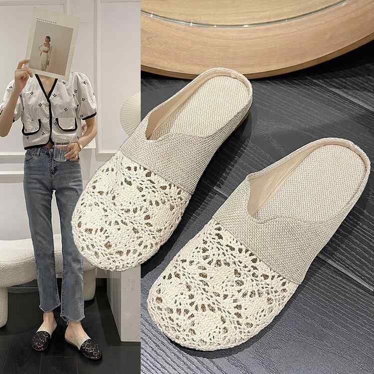 サンダル レディース メッシュ フラット ローヒール スリッパ ミュール ぺたんこ 履きやすい 疲れない 歩きやすい かわいい おしゃれ 普段使い 外履き 旅行 春夏2