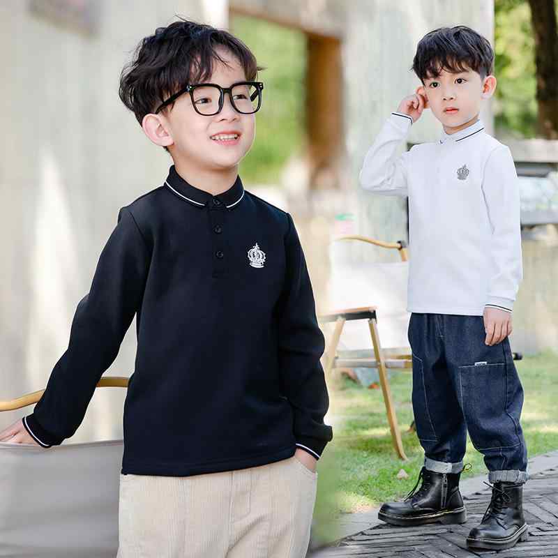 子供用 ポロシャツ 長袖 Tシャツ 白 翻领 冬 加绒 暖かい 綿 伸縮性 通勤 普段使い・カテゴリ: ポロシャツ・スタイル: カジュアル、学院風・主な素材: 銀狐絨・ネックライン: ポロカラー・柄: 無地・カラー展開: 白皇冠加绒,黒皇冠加绒,広領白加绒,広領黒加绒・サイズ展開: 110cm,120cm,130cm,140cm,150cm,160cm,170cm・対象年齢: 中大童(8歳以上)・加工方法: 刺繍
