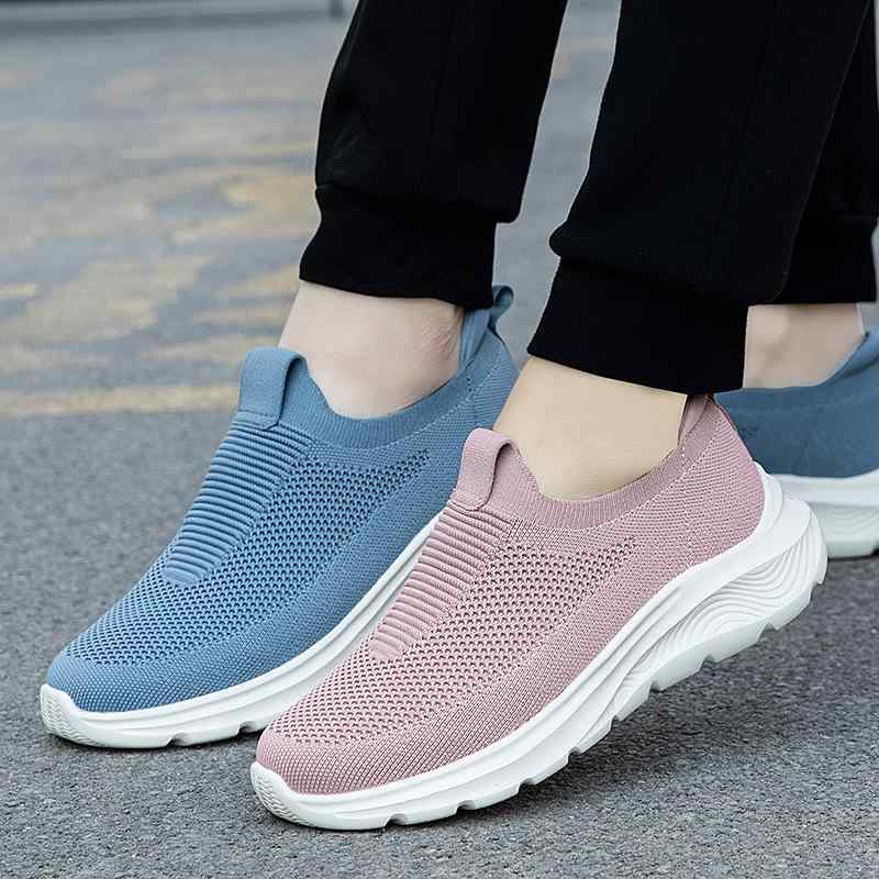 靴 レディース 健歩シューズ スリッポン スニーカー 滑り止め 衝撃吸収 ソフトソール 快適 通気性 メッ..