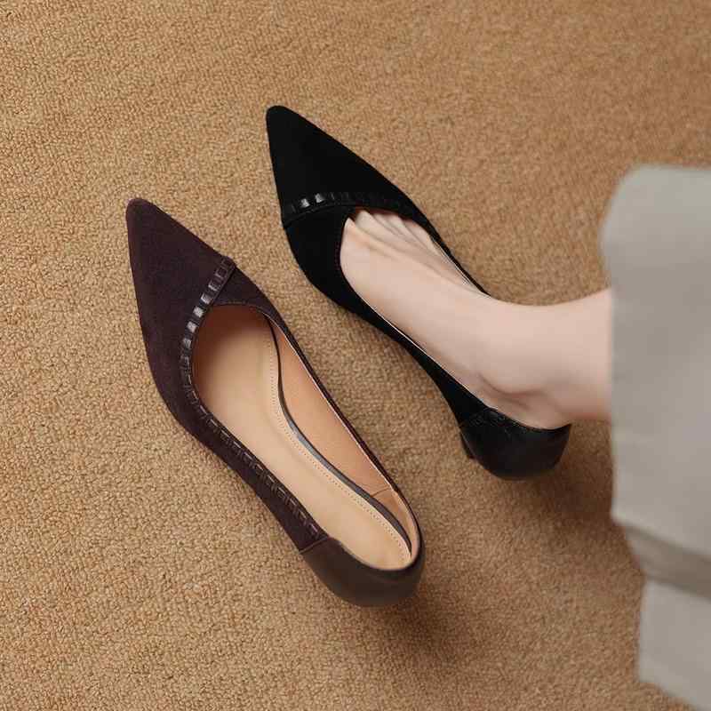 パンプス レディース スエード ポインテッドトゥ ピンヒール ミドルヒール 通勤 オフィス ブラック ローヒール 婦人靴 かわいい 歩きやすい 黒 フォーマル パーティー エレガント 結婚式 二次会(3.0)