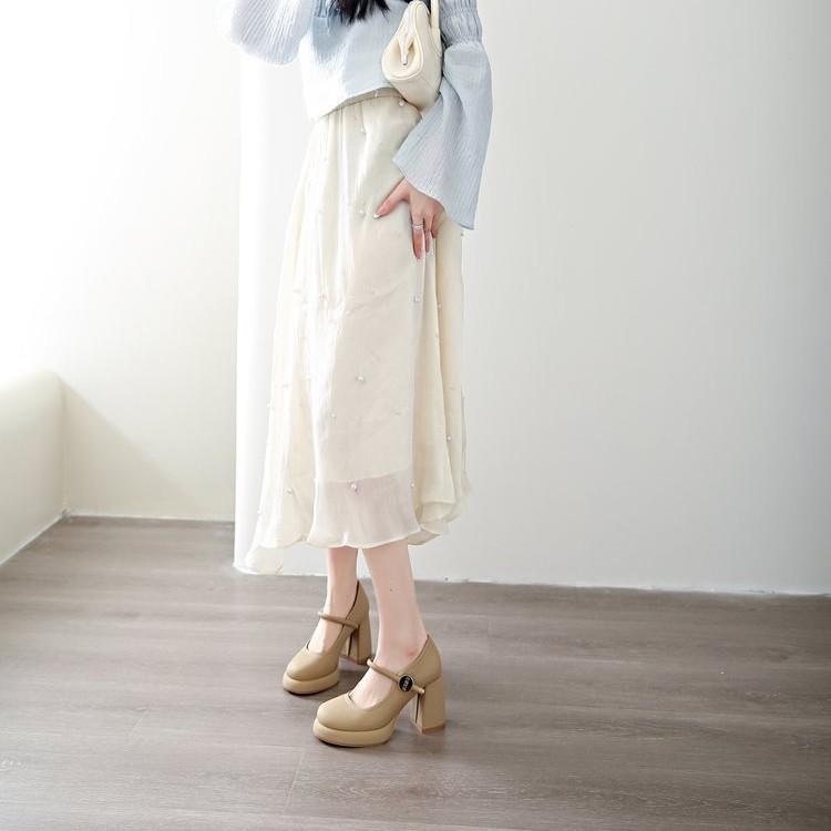 パンプス レディース ファッション サンダル 太ヒール ストラップ 防水 厚底 レトロ ハイヒール メリージェーン風