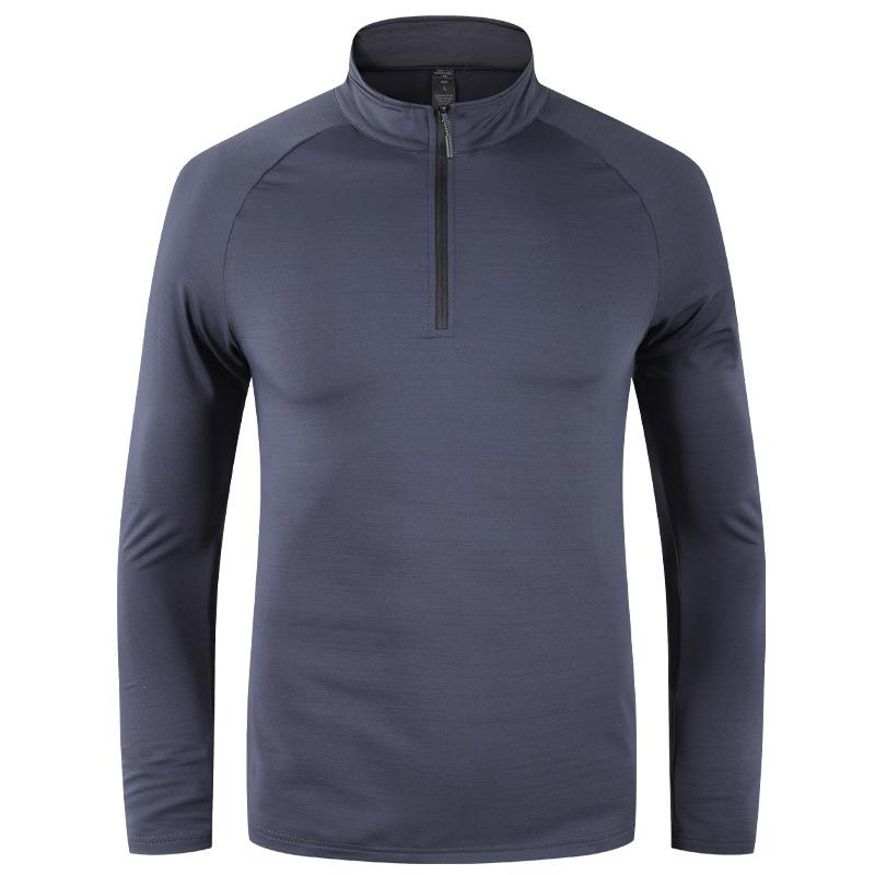 Tシャツ メンズ 男性用 長袖 ポリエステル トップス プルオーバー トレーニング スポーツウェア 運動着 ジップアップ 秋冬