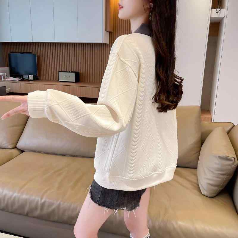 ポロシャツ レディース 秋冬 韓国 ゆったり トレーナー 裏起毛 厚手 中学生 フェイクレイヤード 重ね着風 トップス