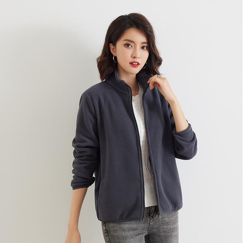 Jacket - フリース レディース 秋 トップス 大きいサイズ 両面フリース 冬 暖かい 防寒 ロゴ 刺繍 フリースジャケット アウトドア 女性 服