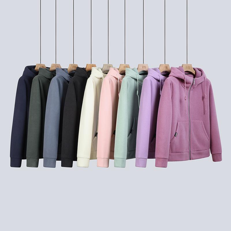 フリースジャケット レディース メンズ ダブルフェイス フリース カーディガン 男女兼用 厚手 防寒 保温 フード付き アウター 秋冬 あったか 暖かい 羽織り 普段使い2