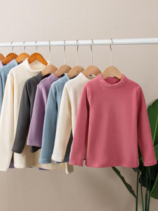 Cardigans - Tシャツ 子供 女の子 長袖 トップス 秋冬 裏起毛 暖かい 防寒 インナー 加厚 カットソー かわいい ガールズ キッズ