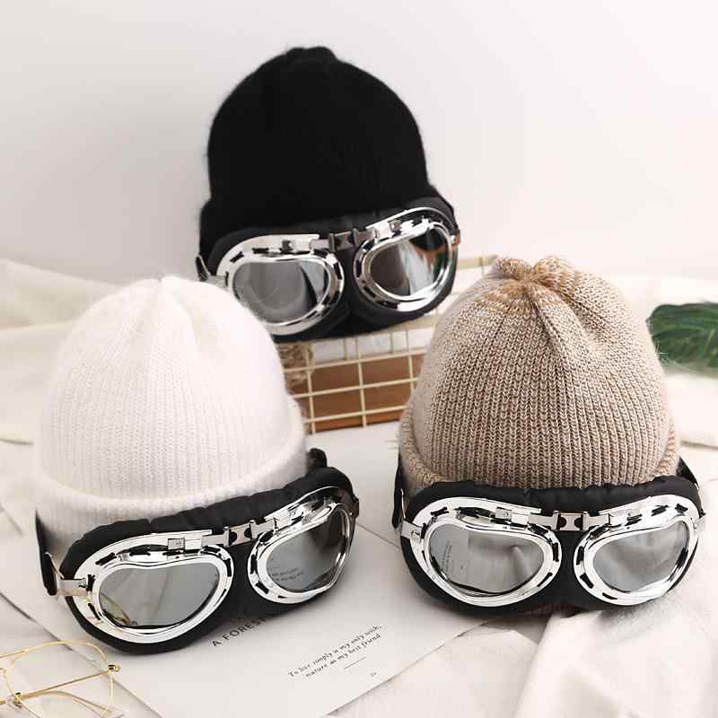 帽子 レディース 秋冬 飛行帽 防寒 ニット帽 韓国 厚手 ウサギ フェイクファー ニット スキー 外出