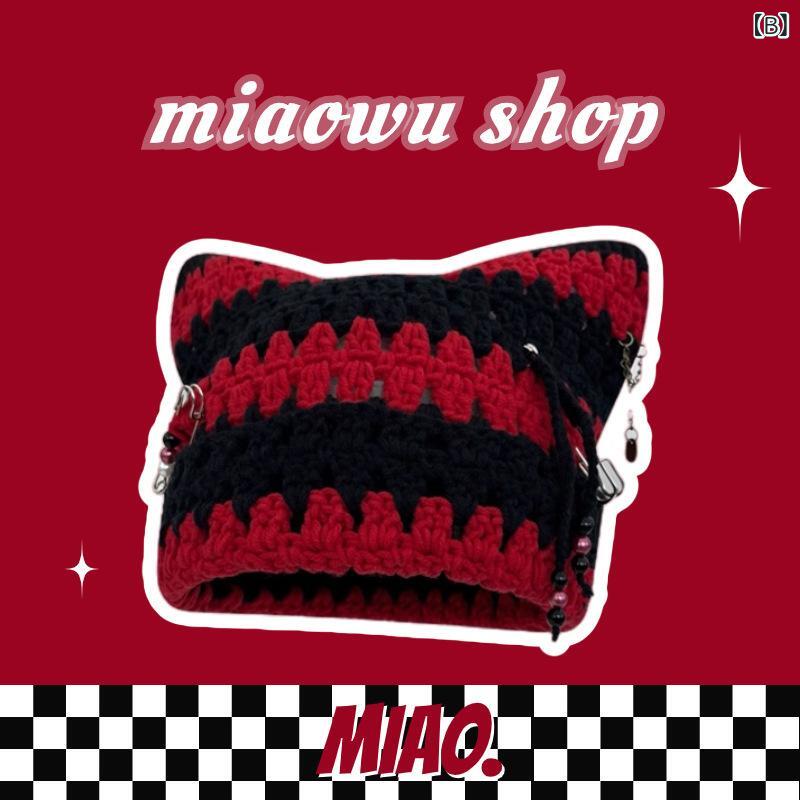 帽子 レディース 秋冬 ニット帽 小悪魔 風 耳付き 暖かい 防寒 かわいい 朋克風 アビ風