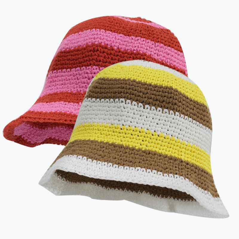 帽子 レディース かわいい 編み込み ストライプ 百搭 バケットハット シンプル カジュアル ニット帽 スキー 旅行