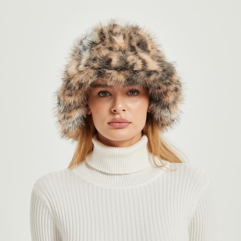 帽子 レディース 秋冬 バケットハット ヒョウ柄 あったか ファー ふわふわ 暖かい かわいい おしゃれ ハット