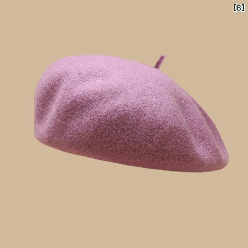 ベレー帽 レディース 秋冬 ウール 画家帽子 レトロ 小顔効果 帽子 大判 おしゃれ かわいい