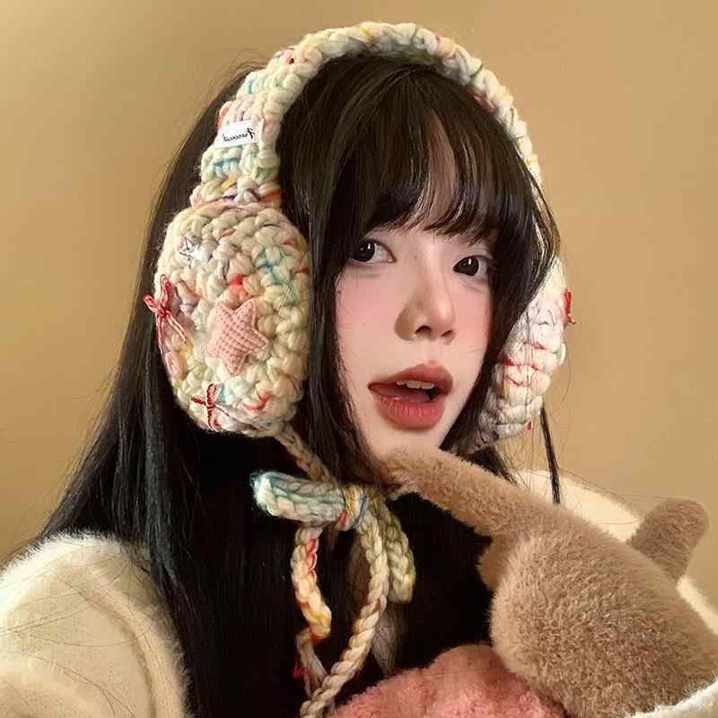 2イヤーマフ レディース ニット帽 秋冬 防寒 保温 かわいい 蝶結び あったか イヤーウォーマー 耳当て