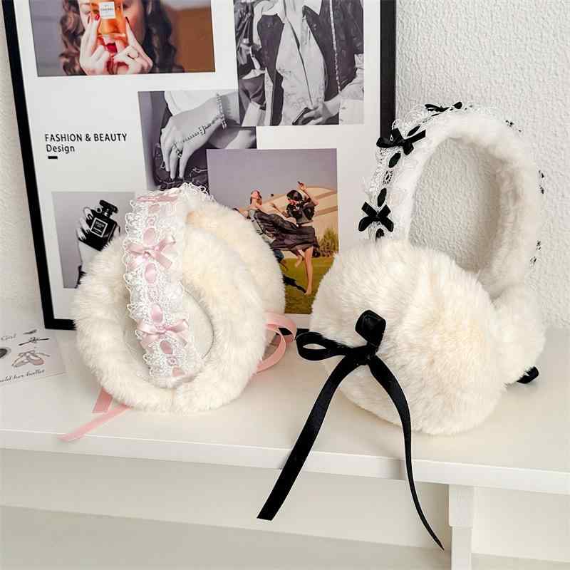 2イヤーマフ かわいい レース バレエ風 ボア 防寒 あったか 快適