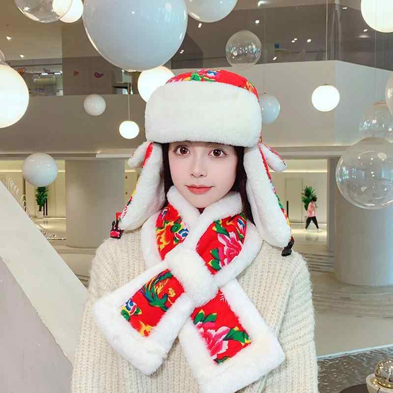 帽子 レディース 冬 东北 防寒帽 耳あて マスク スカーフ 3点セット 裏起毛 あったか かわいい 自転車 バイク スキー スノボ 旅行2