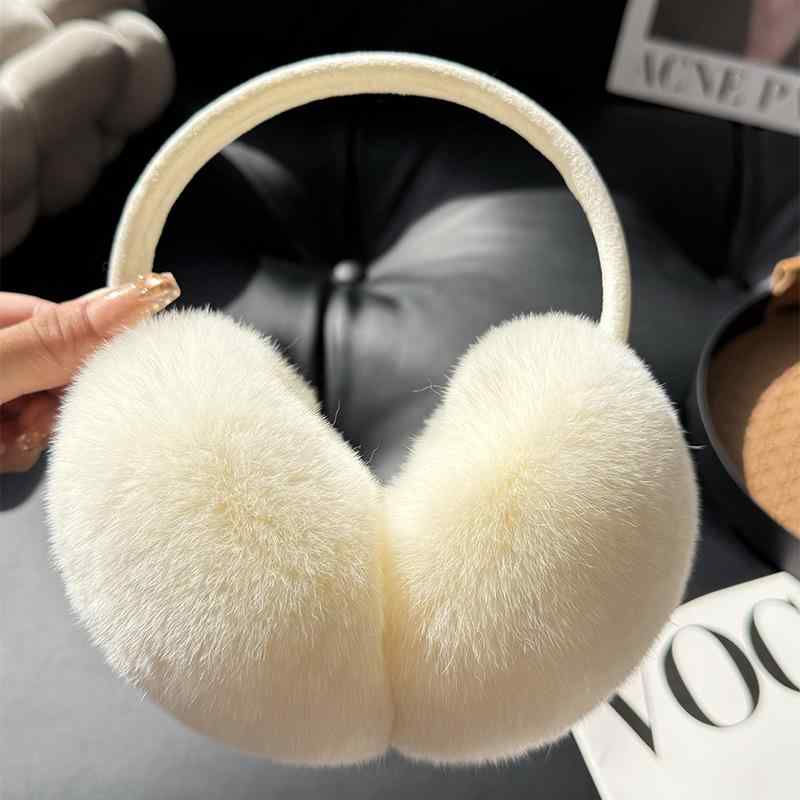 イヤーマフ レディース かわいい 真獭兔毛 ふわふわ 防寒 あったか 自転車 バイク 耳カバー 耳あて イ..