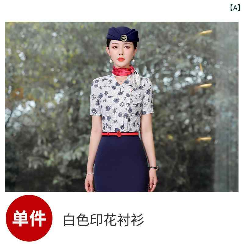 シャツ レディース 半袖 ブラウス おしゃれ スタイリッシュ 接客 制服 オフィス ホテル フロント デスク2 2