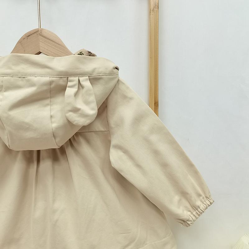 子供服 女の子 春物 アウター かわいい 耳付き 切り替え 花柄 森ガール ゆったり ブラウス