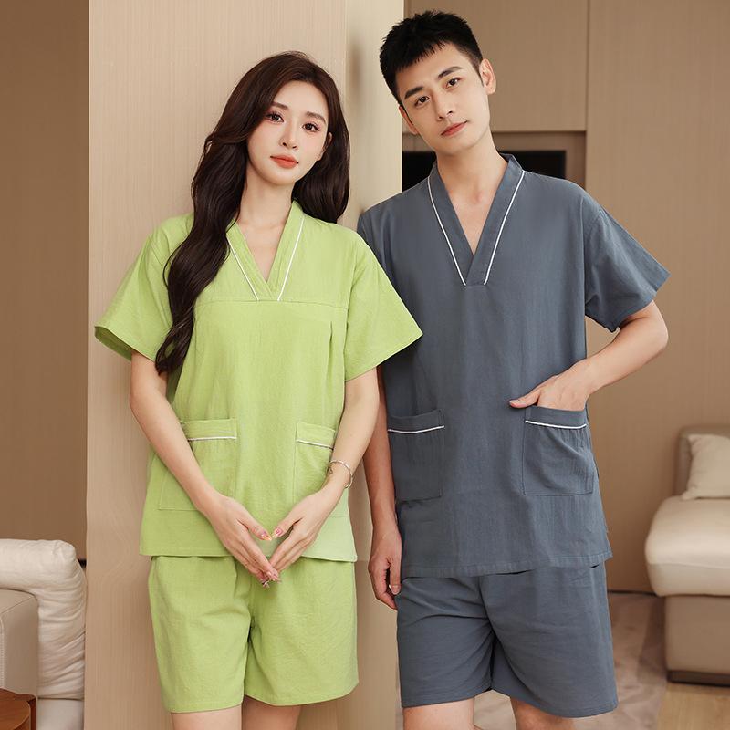 浴衣 レディース メンズ 綿 夫婦 ペア 男性用 足つぼ リフレクソロジー マッサージ サウナ 部屋着 寝巻き 上下セット ルームウェア