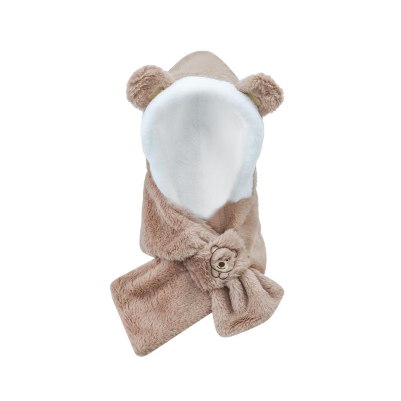 帽子 レディース 秋冬 小熊 耳当て付き ニット帽 ネックウォーマー 一体型 マスク かわいい 裏起毛 防寒 あったか ふわふわ もこもこ
