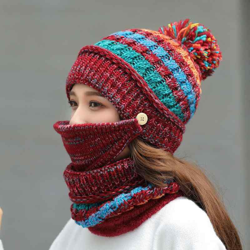 ニット帽 レディース 秋冬 韓国 毛糸 帽子 厚手 防寒 マスク イヤーマフ ネックウォーマー セット かわいい 暖かい 自転車 バイク スキー スノーボード 旅行