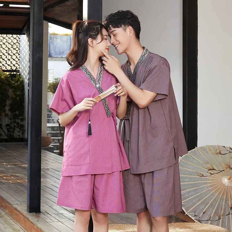 甚平 レディース メンズ 大きいサイズ 綿麻 サウナ着 リラックスウェア マッサージ 浴衣 エステ ネイルサロン