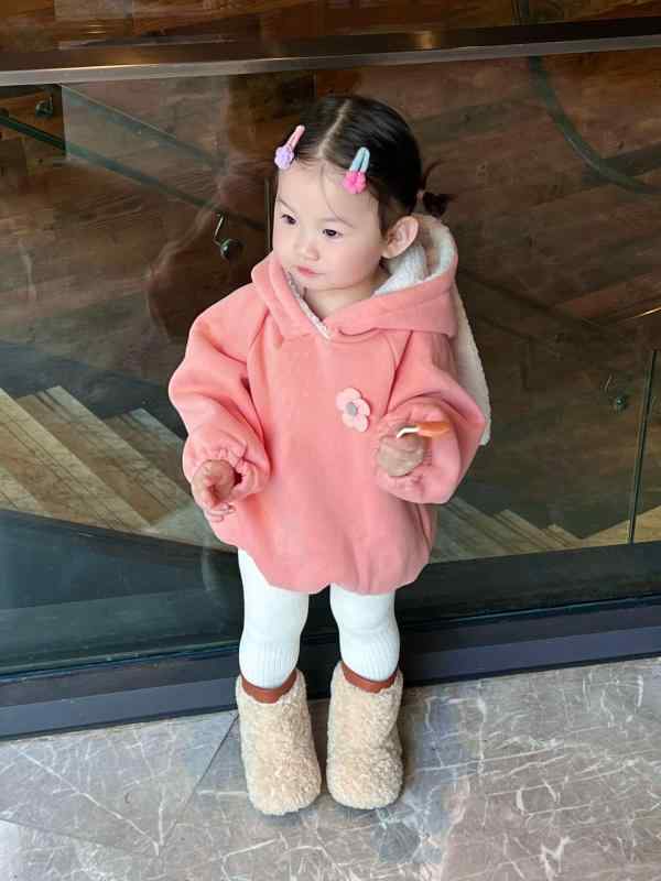 ベビー服 女の子 かわいい ウサギ耳 裏起毛 ロンパース 保温 秋冬
