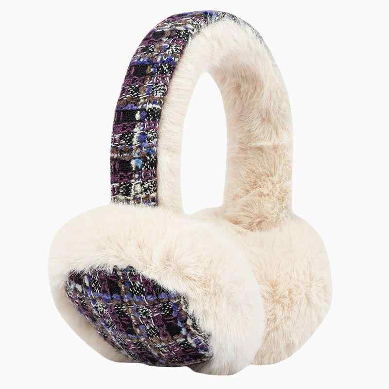 イヤーマフ レディース 格子柄 小香風 折りたたみ式 厚手 防寒 あったか イヤーウォーマー 女性用 秋冬