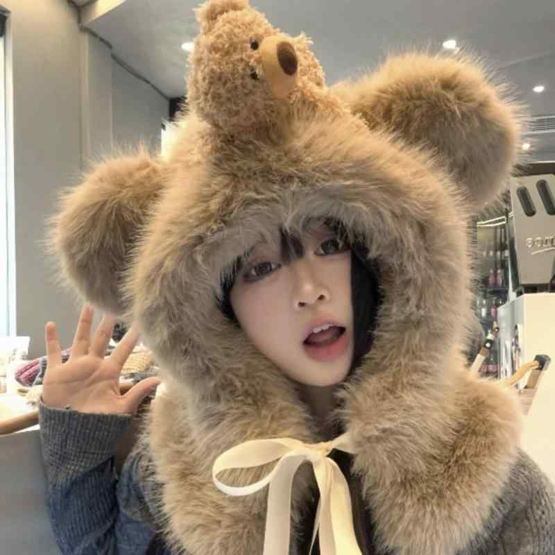 乐天商城 - 帽子 レディース 秋冬 かわいい ウサギ耳 ファー あったか クマ耳 防寒 雷鋒帽