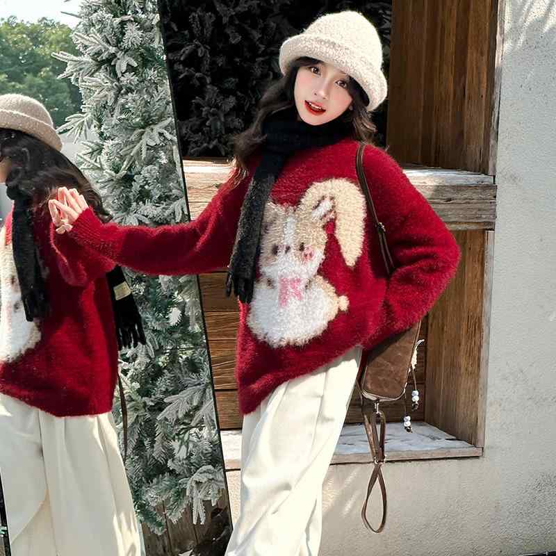 ニット キッズ 女の子 秋冬 厚手 水貂绒 セーター トップス 子供 中大 接触冷感 かわいい