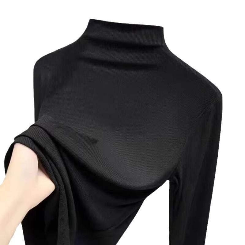カットソー レディース 秋冬 裏起毛 ハイネック スリム 長袖 トップス あったか 暖か 伸縮性 ストレッチ インナー ウェア(4.0)