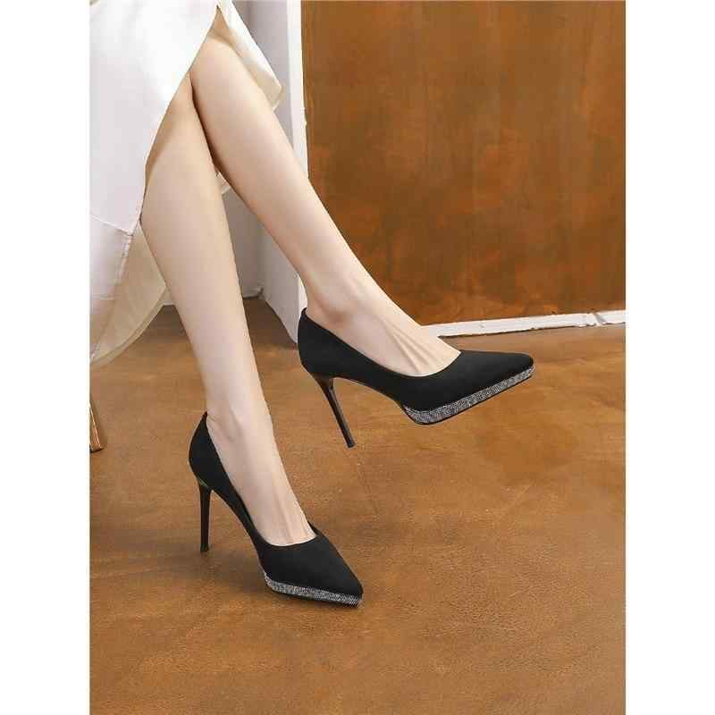 パンプス レディース 防水 厚底 ジルコニア ポインテッドトゥ ハイヒール ピンヒール スエード調 黒 ブラック フォーマル パーティー 通勤 仕事 オフィス きれいめ かわいい セクシー