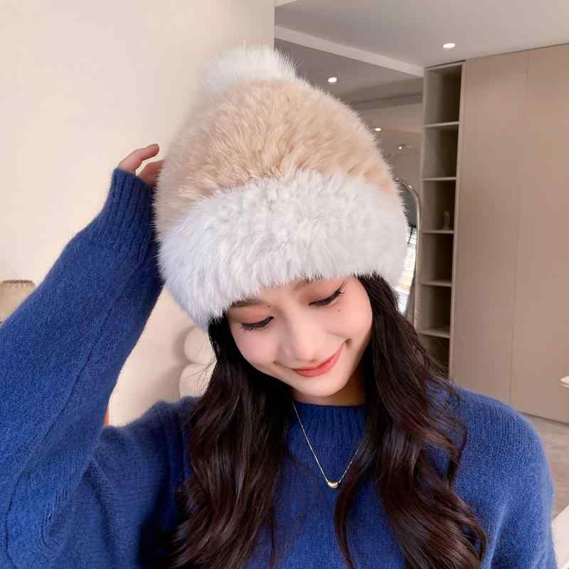 帽子 レディース 秋冬 防寒 暖か ニット帽 小顔効果 ふわふわ ファー 厚手 耳当て ケーブル編み 毛糸 包頭帽 かわいい ガーリー