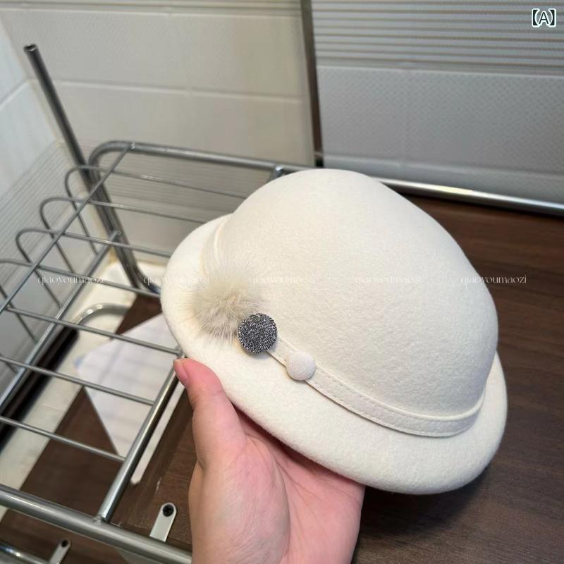 帽子 レディース 秋冬 羊毛 小礼帽 レトロ エレガント ハット ウール フェルト 高級感 あったか バケットハット