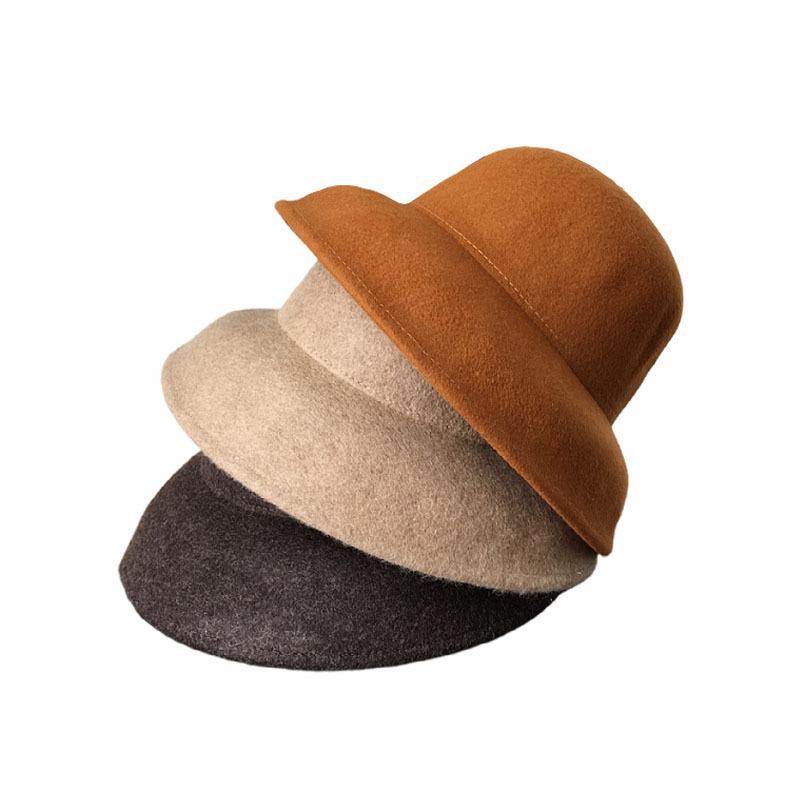 帽子 レディース 秋冬 漁夫帽 ハット レトロ 小顔効果 バケットハット ウール エレガント 上品2