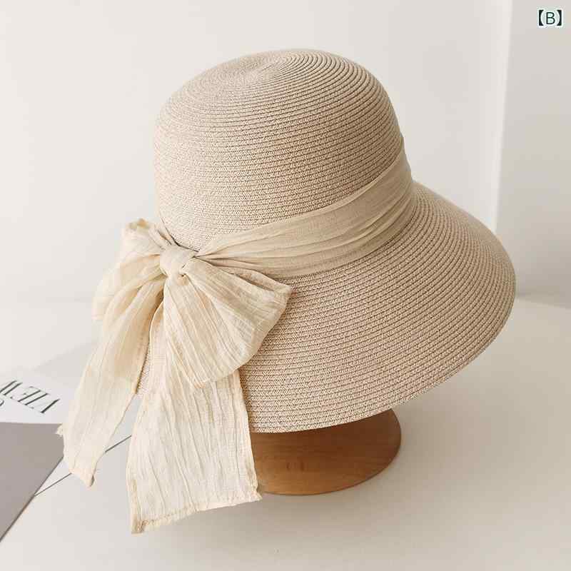 麦わら帽子 レディース 折りたたみ 遮光 日焼け防止 漁師帽 ハット 帽子 春夏 ビーチ 海 かわいい UVカット 日除け