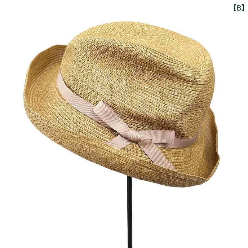 麦わら帽子 レディース 春夏 折りたたみ UVカット 日焼け防止 紫外線対策 おしゃれ かわいい シンプル 文芸風 ハット 3