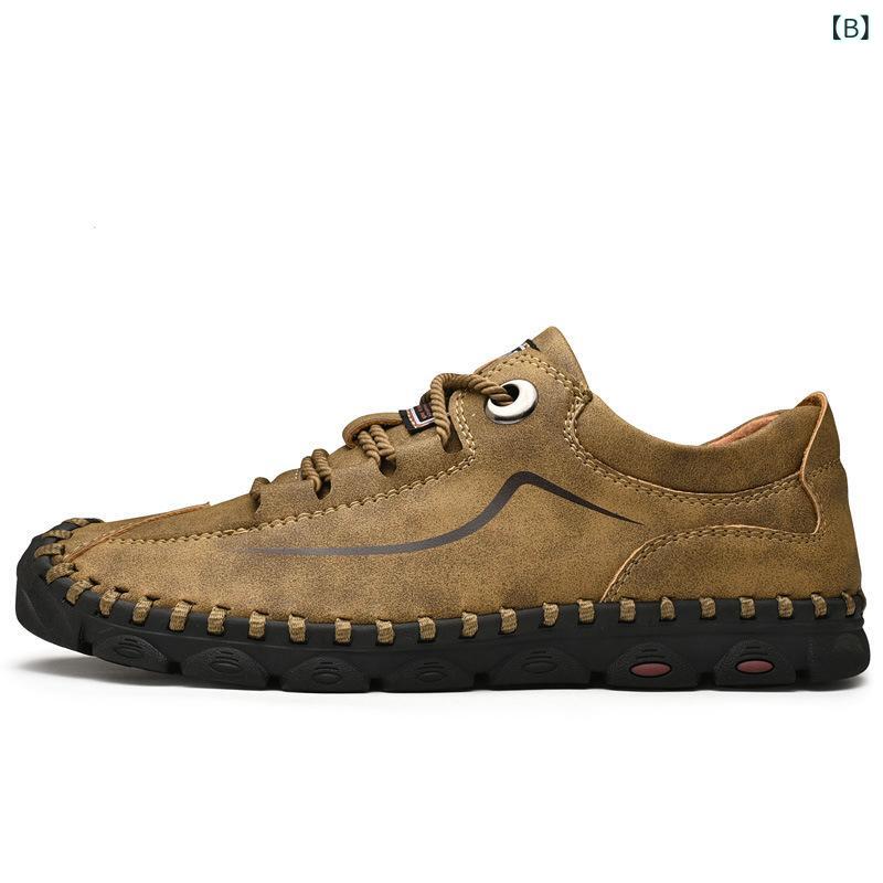 靴 メンズ 男性用 手縫い 紳士靴 ローカット カジュアル シューズ 耐摩耗 滑り止め アウトドア