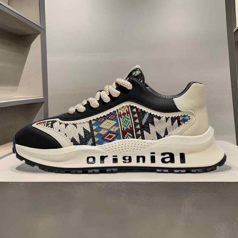 スニーカー 男性用 レトロ 刺繡 ソフト底 抖音 快手 カジュアル 普段使い ウォーキング スポーツ 伸縮性