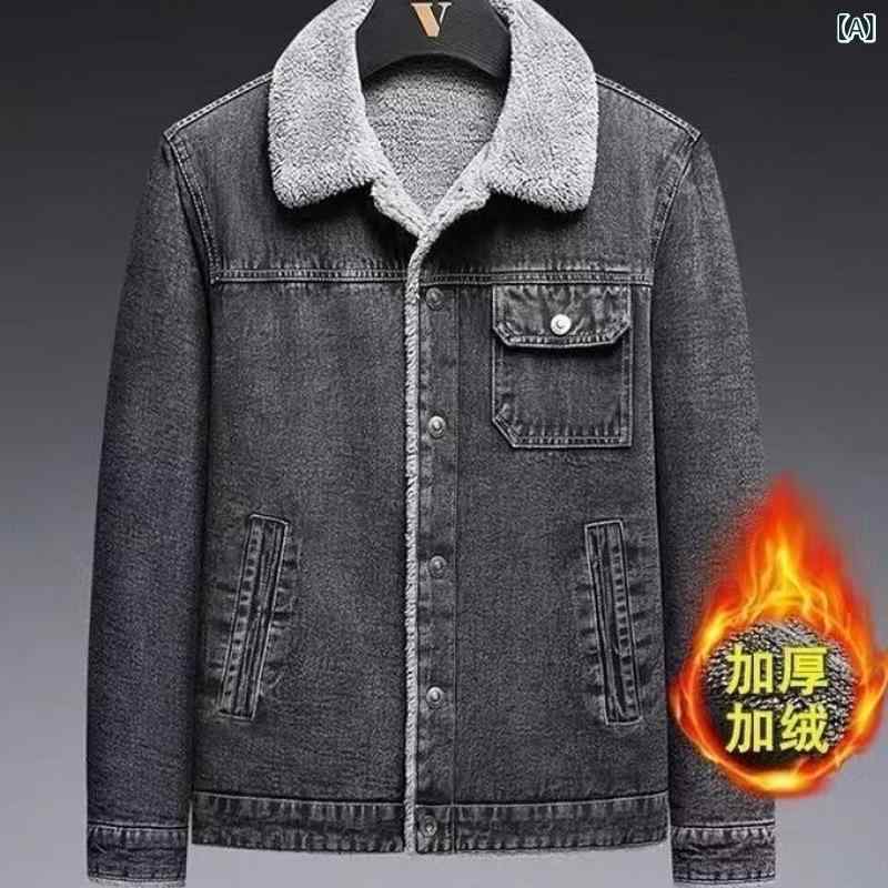 Other - デニムジャケット メンズ 男性用 秋冬 防寒 暖かい 綿 カジュアル 中学生 高校生 細身
