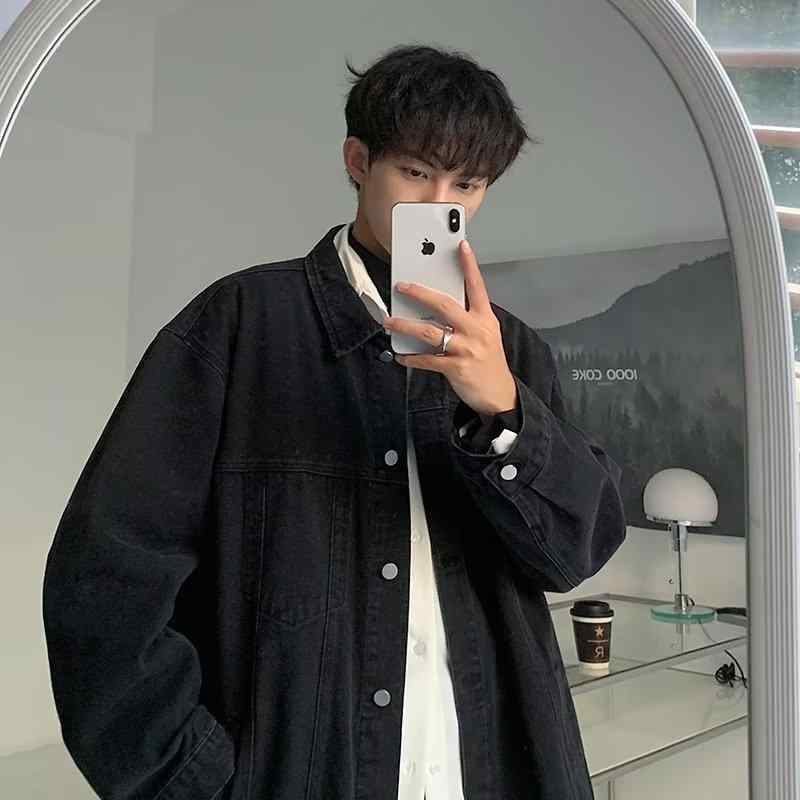 ジャケット 男性用 デニム 春秋物 ブルゾン レトロ ルーズ ゆったり カジュアル トップス 無地