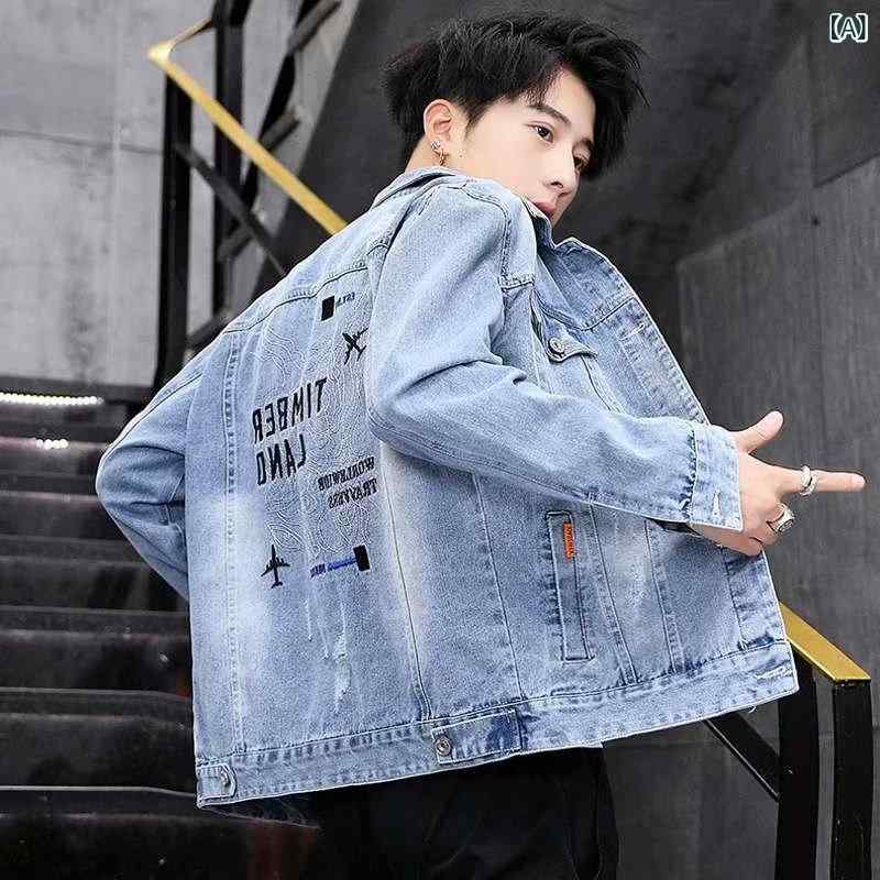 ジャケット メンズ 男性用 デニム 春秋 アウター ジージャン Gジャン 個性的 中学生 高校生 カジュアル