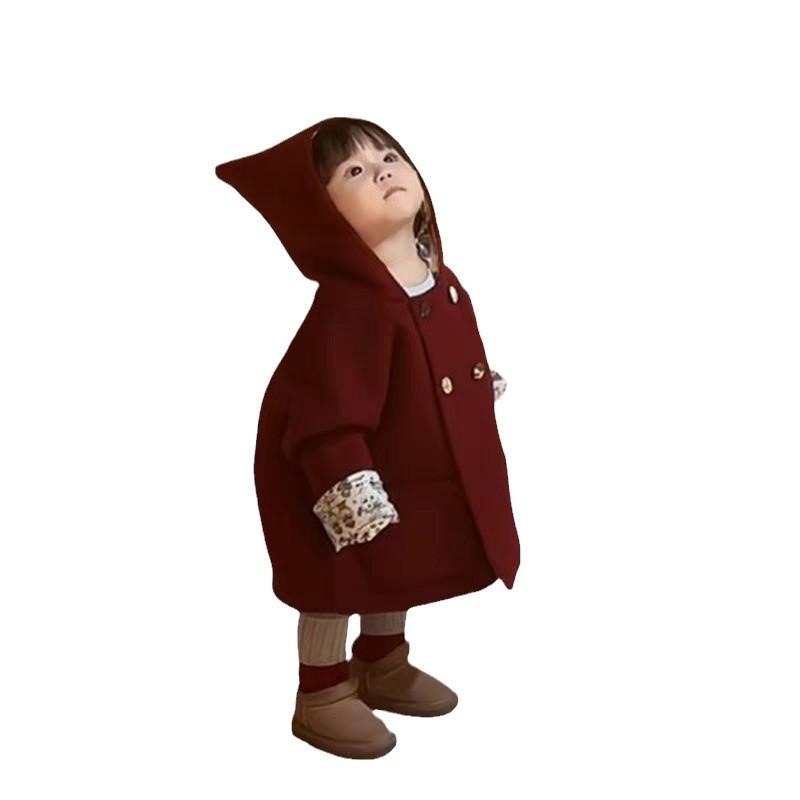 コート 女の子 クリスマス 子供用 ウール アウター 帽子付き 秋冬 新年 かわいい おしゃれ着