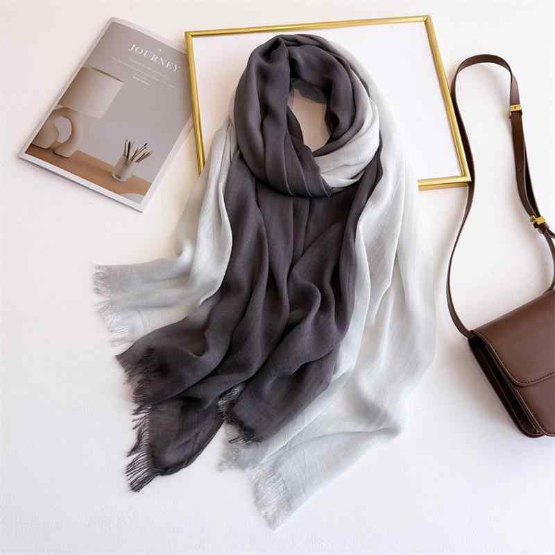 ストール レディース 春夏 グラデーション 切り替え コットン リネン シルク 竹節 UVカット 日焼け対策 冷房対策 森ガール フェミニン ショール 紫外線対策(4.0)