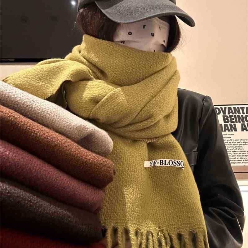 マフラー レディース メンズ 秋冬 保温 寒さ対策 無地 ニット カップル ストール 大判 ショール2