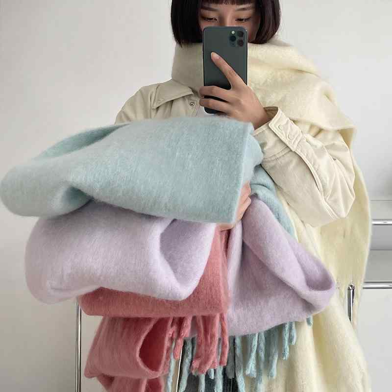 マフラー レディース 秋冬 マカロンカラー 保温 暖か ふわふわ 厚手 かわいい ネックウォーマー2