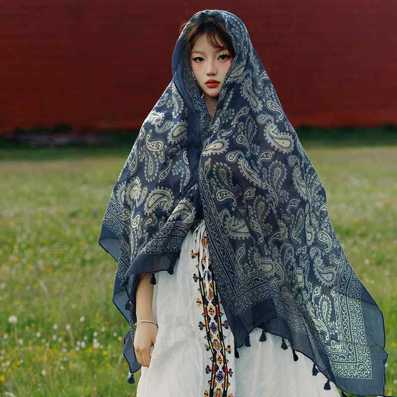 ストール レディース エスニック調 茶卡盐湖風 ショール 大判 薄手 冷房対策 防寒 旅行 民族衣装風